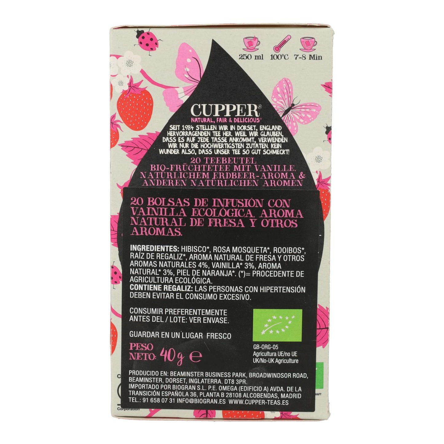 Infusion Fraise et Vanille Bio Cupper 20 sachets