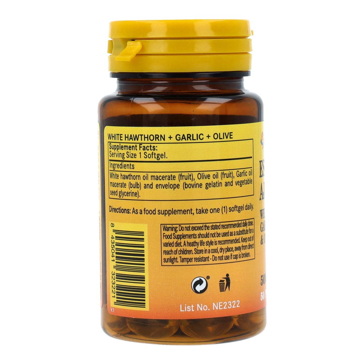Hawthorn, Garlic and Olive 500 mg Nature Essential 50 Capsules