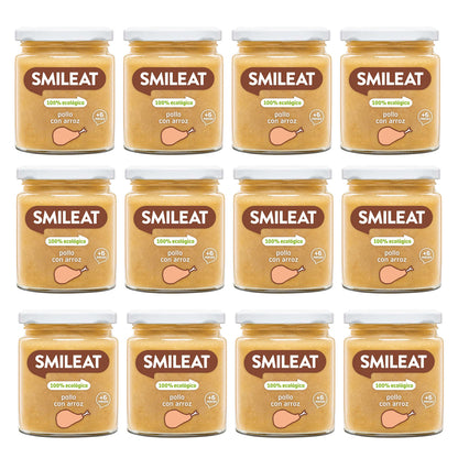 Zestaw 12 słoiczków BIO kurczak z ryżem +6 miesięcy Smileat, 230 g