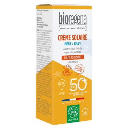 Crème solaire pour bébés SPF 50+ hypoallergénique Bioregena 40 ml