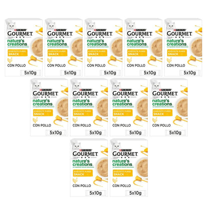 Pack of 11 x GOURMET Nature's Creations Exquisite Liquid Snack Purée with Chicken and Pumpkin 5x10g