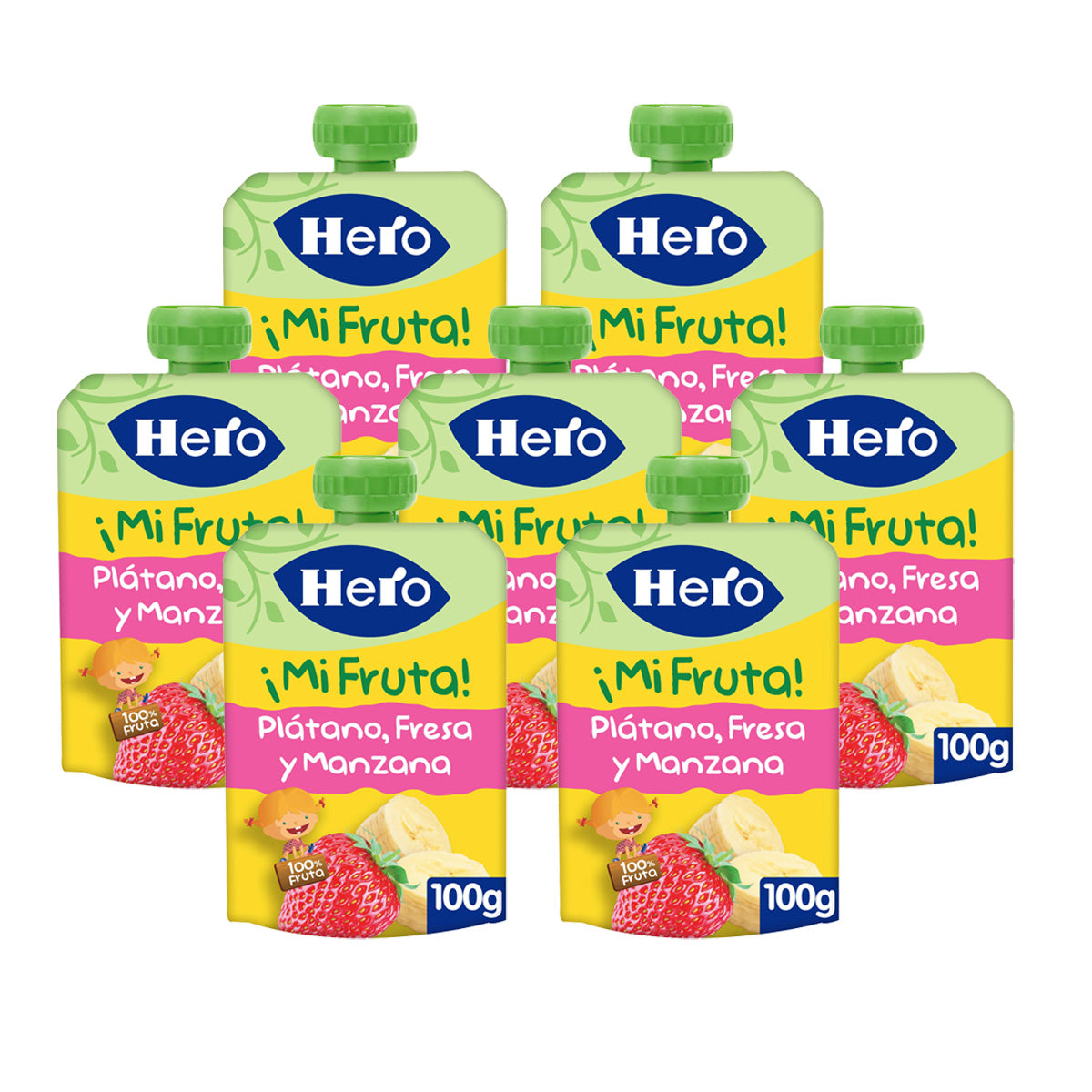 7-pack Hero banan- och jordgubbsyoghurt 100 g