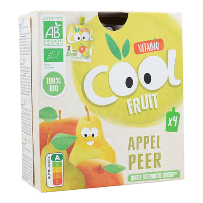 Pack of 4 Apple and Pear Cool Fruits Vitabio Pouches 90 g