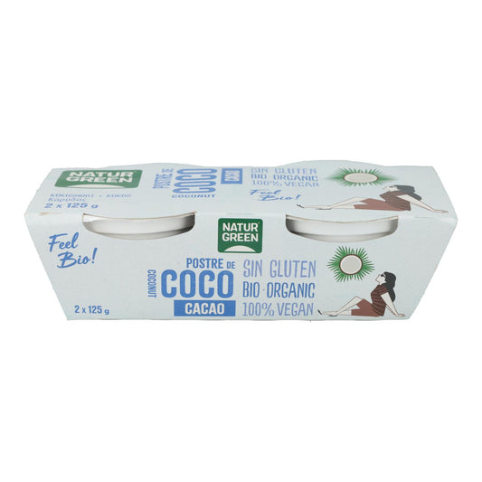 Postre de Coco Cacao Naturgreen, 2 X 125 g