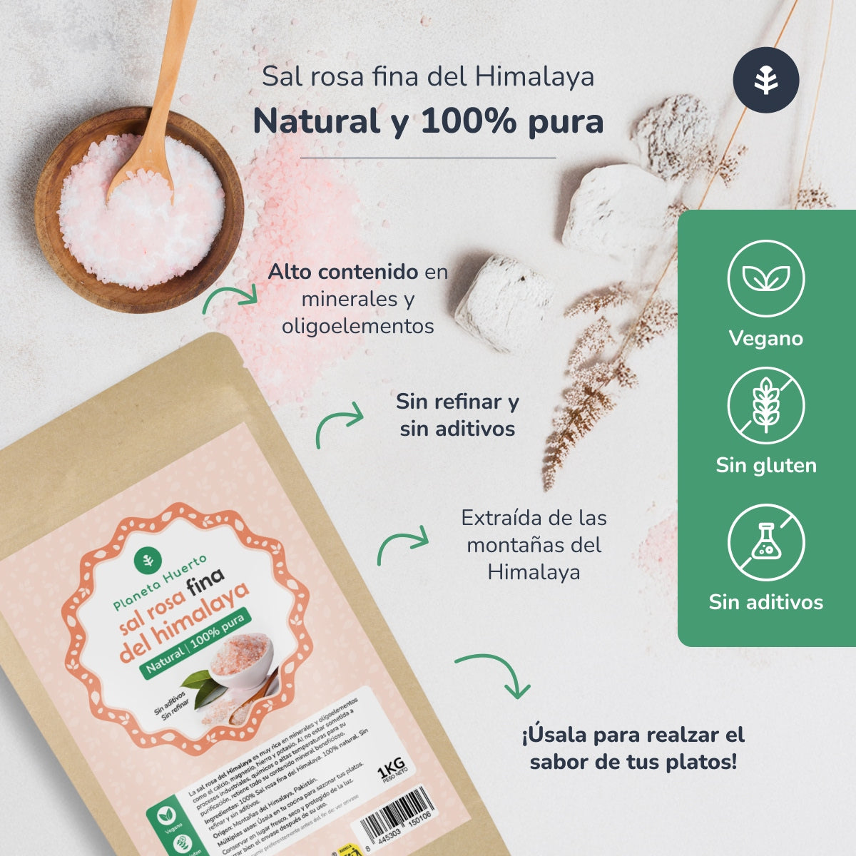 Packung 2x Rosa Himalayasalz ECO Planeta Huerto 1 kg