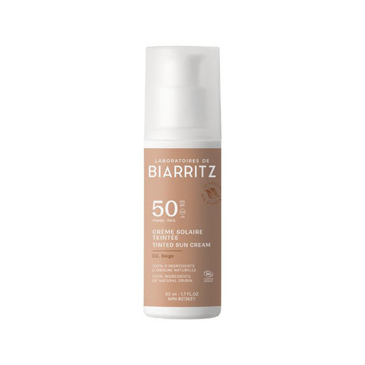 Crème teintée pour le visage avec protection solaire SPF50, teinte beige, Laboratories Biarrtiz, 50 ml