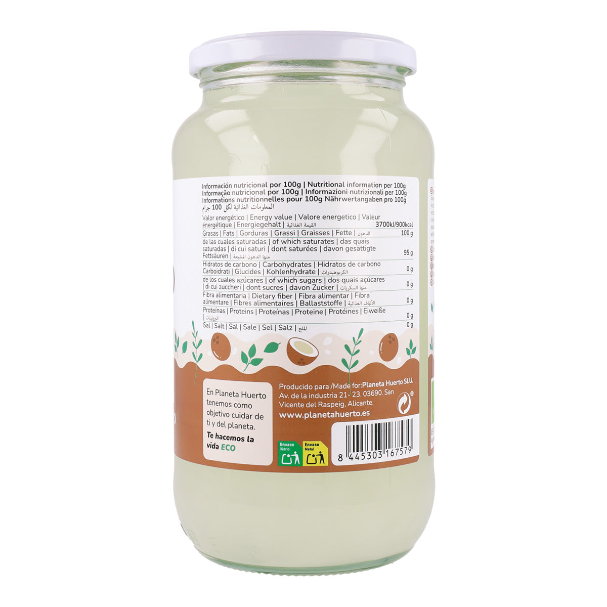 Pack 3x Virgin coconut oil ECO Planeta Huerto 1L