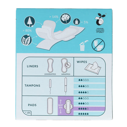 Natracare Organic Long Sanitary Pads with Wings, 10 pcs