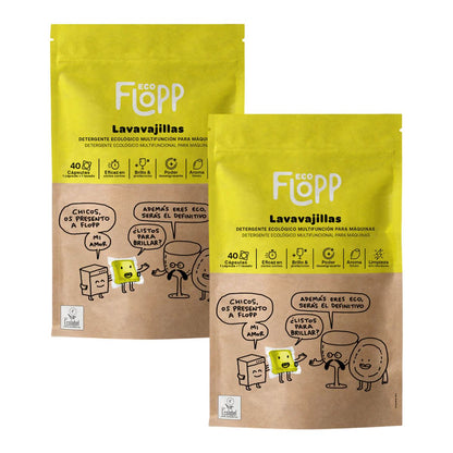 Pack 2 x Lavavajillas en gel ECO Flopp 40caps