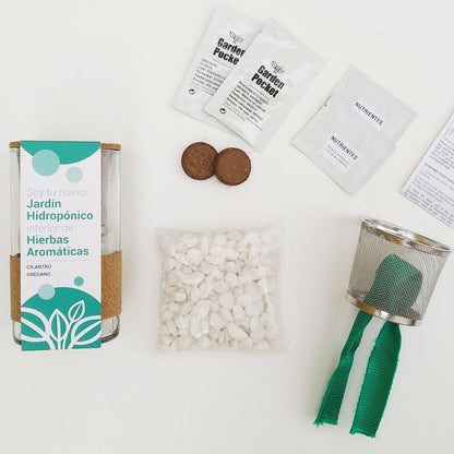 Hydroponic Coriander and Oregano Grow Kit, Ideal Gift Garden Pocket