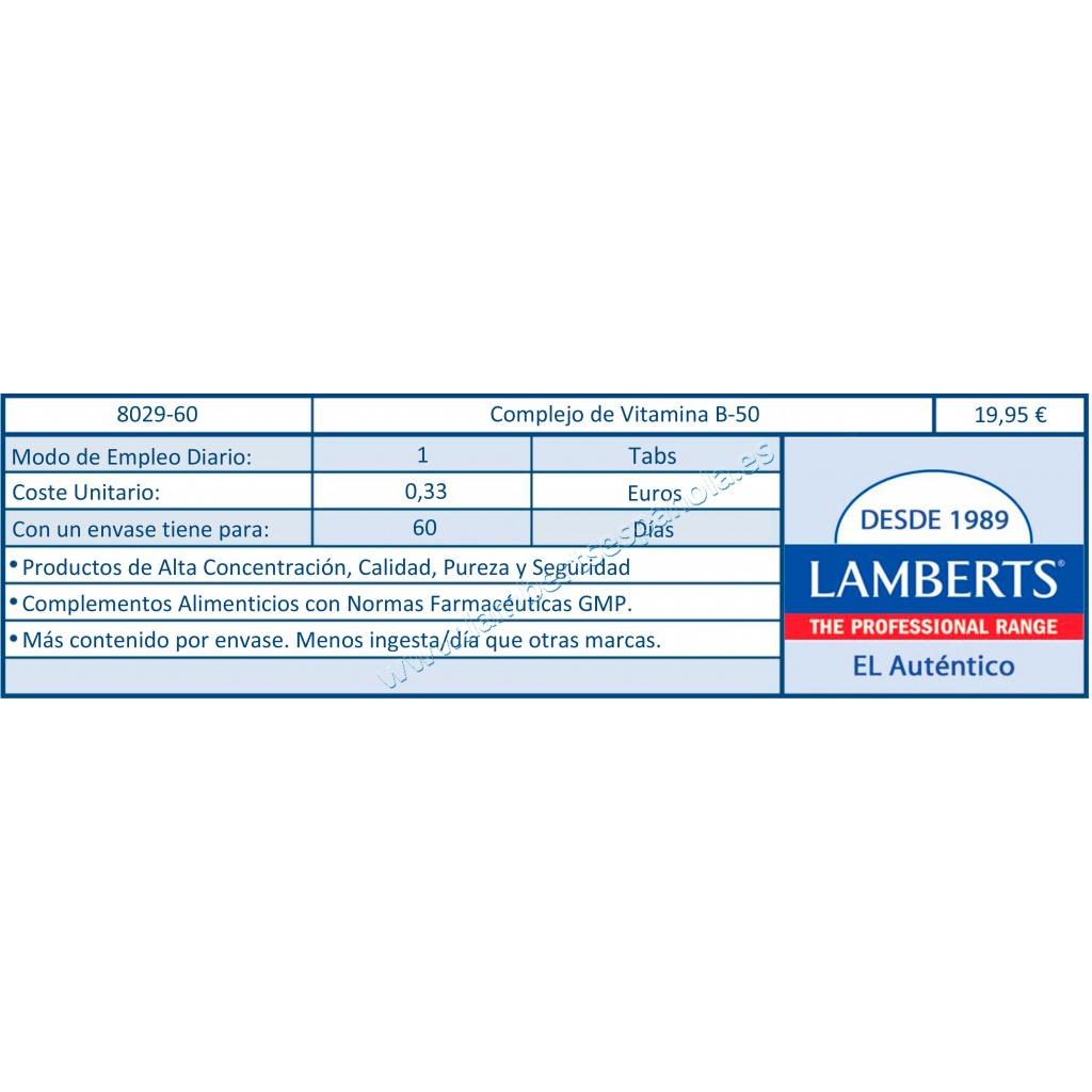 Vitamine B-50-complex Lamberts, 60 tabletten