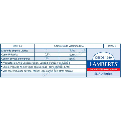 Vitamine B-50-complex Lamberts, 60 tabletten