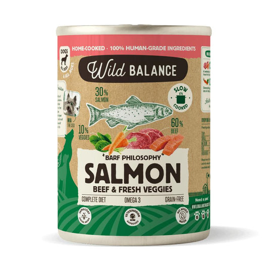 Dose Lachs und Rindfleisch BARF für Hunde Wild Balance 400 g