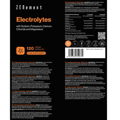 Electrolytes, with Sodium, Potassium, Calcium, Chloride and Magnesium Zenement 120 Capsules