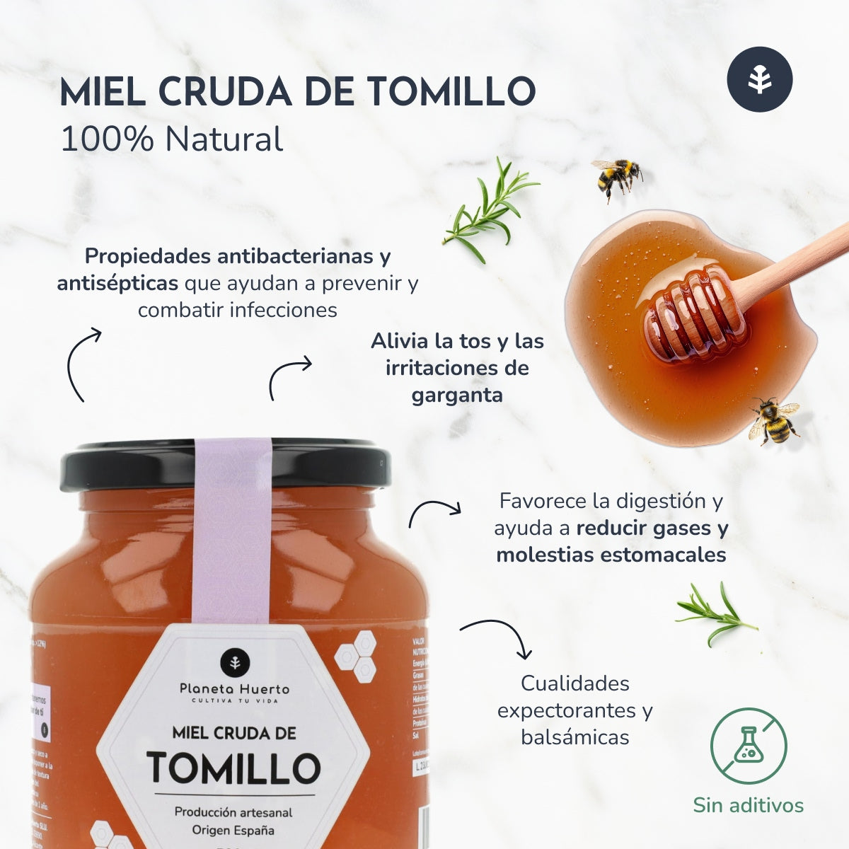 Raw Thyme Honey Planeta Huerto 500 g
