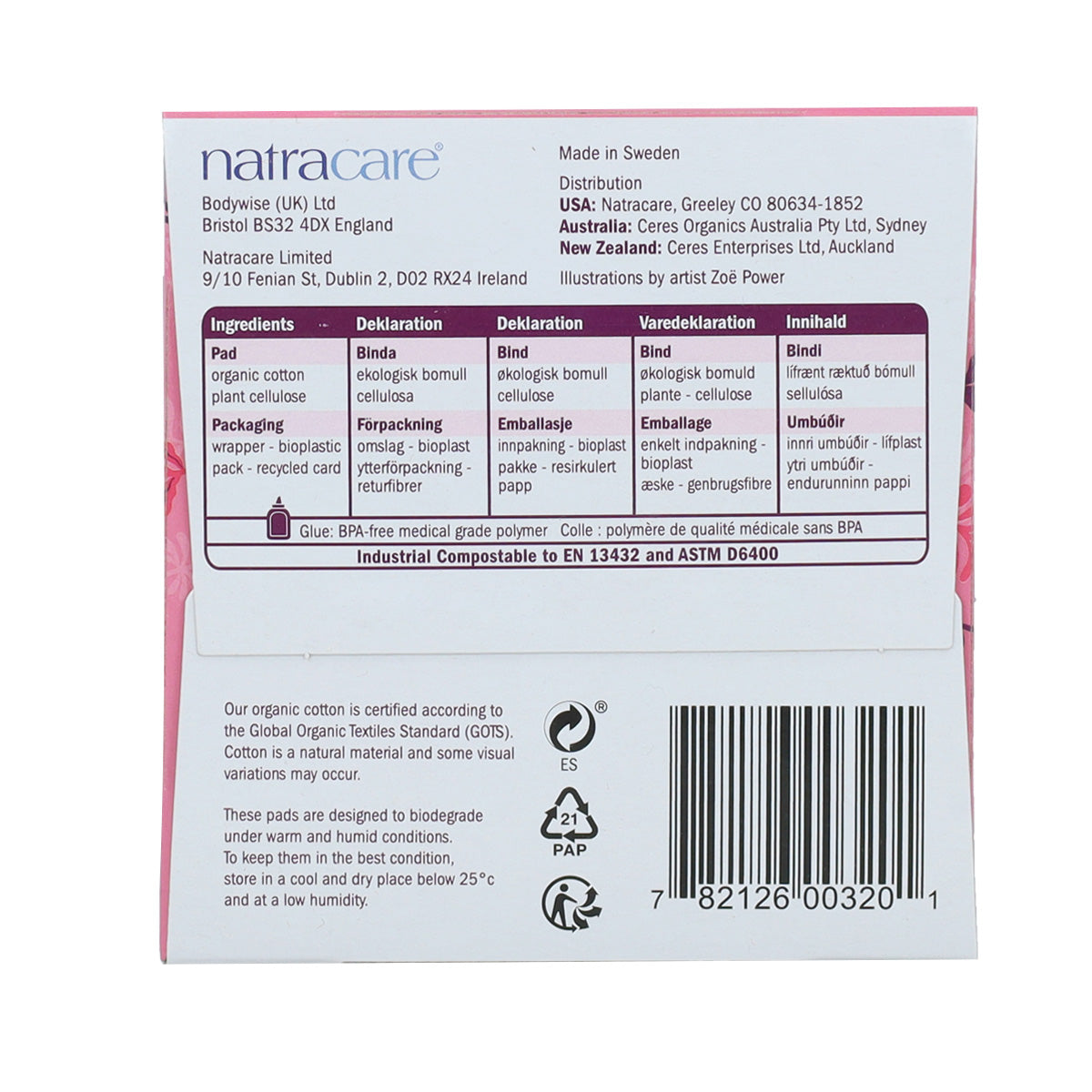 Bardzo długa podpaska z skrzydełkami bio Natracare 8 szt.