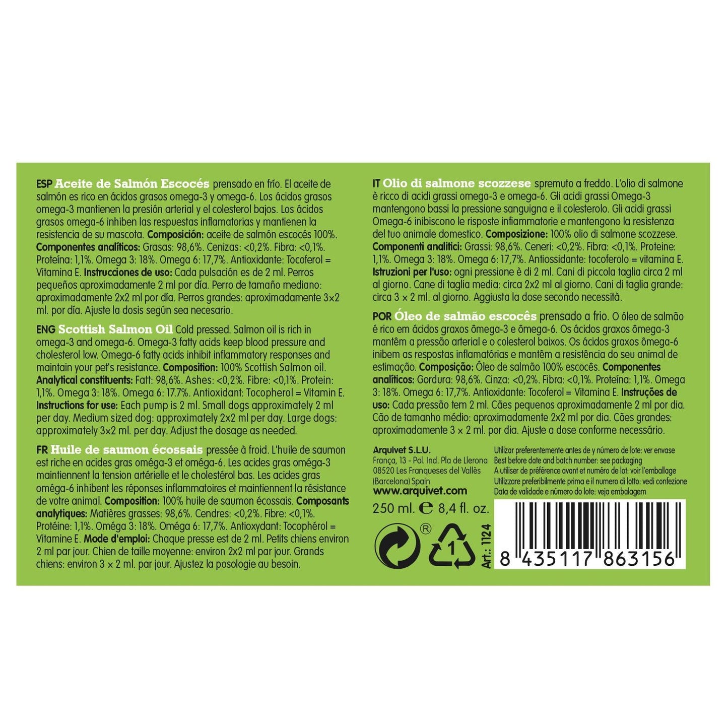 Huile de saumon écossais Arquivet 250 ml