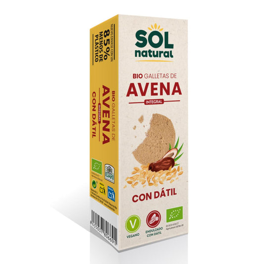 Biscotti integrali d'avena dolcificati con datteri biologici Sol Natural 170 g