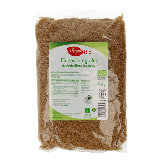 Pasta integrale di grano duro. El Granero. 500 g