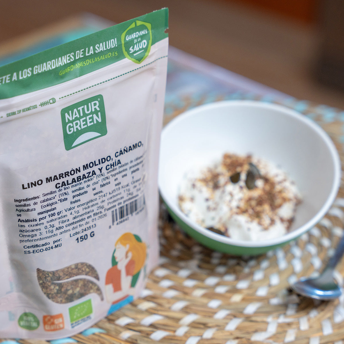 Leinsamen, Hanfsamen, Kürbiskerne und Chiasamen Bio NaturGreen 150 g