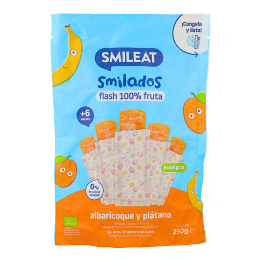 SMILADO ekologisk aprikos- och banan, barnglass 100 % frukt SMILEAT