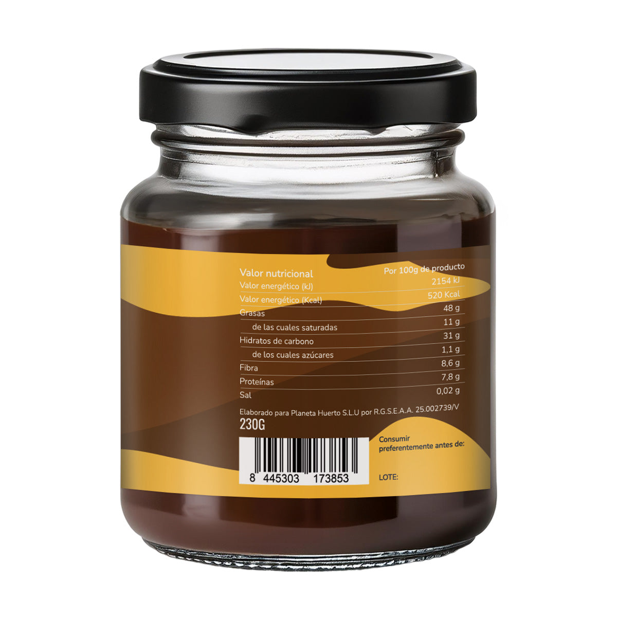 2-pack hasselnöts- och kakaokräm utan tillsatt socker ECO Planeta Huerto 230 g