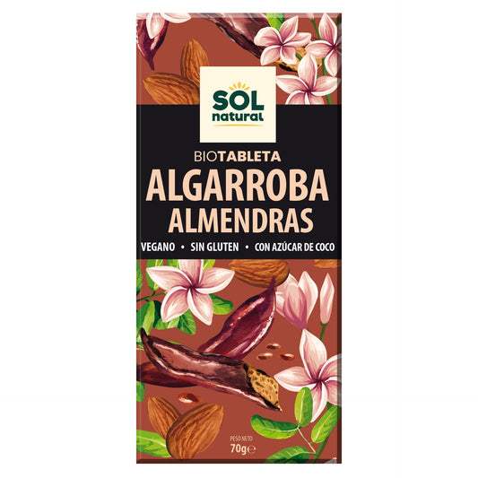 Vegane Schokolade aus Johannisbrot mit Bio-Mandeln Sol Natural 70 g
