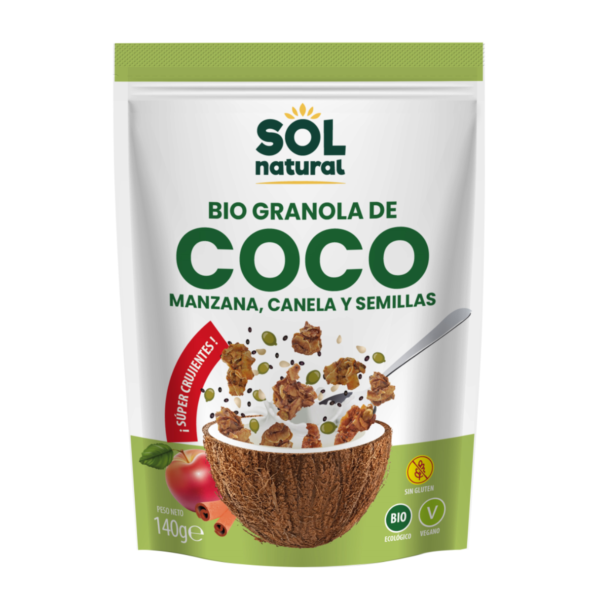 Granola croccante al cocco con mela e cannella Bio Sol Natural 140 g
