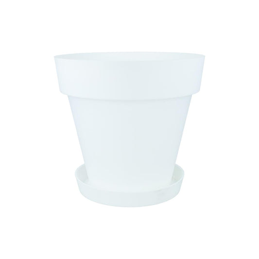 Set aus weißem Blumentopf mit Untersetzer Tes 18 x 15 cm