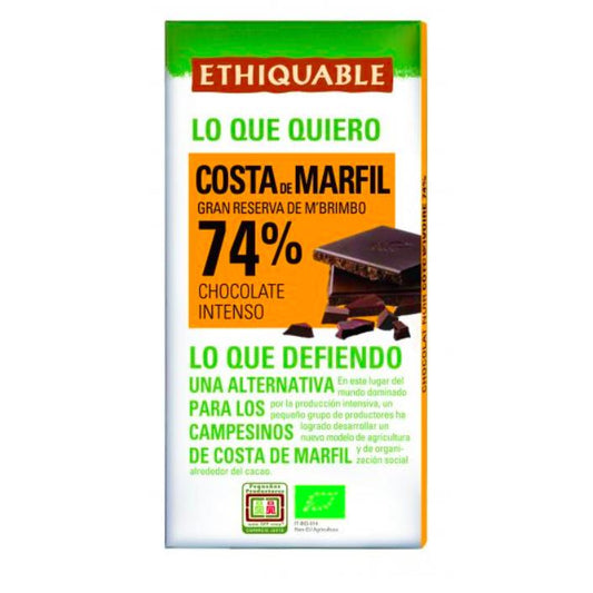 Mörk choklad 74 % Elfenbenskusten BIO  Ideas Comercio Justo 100 g