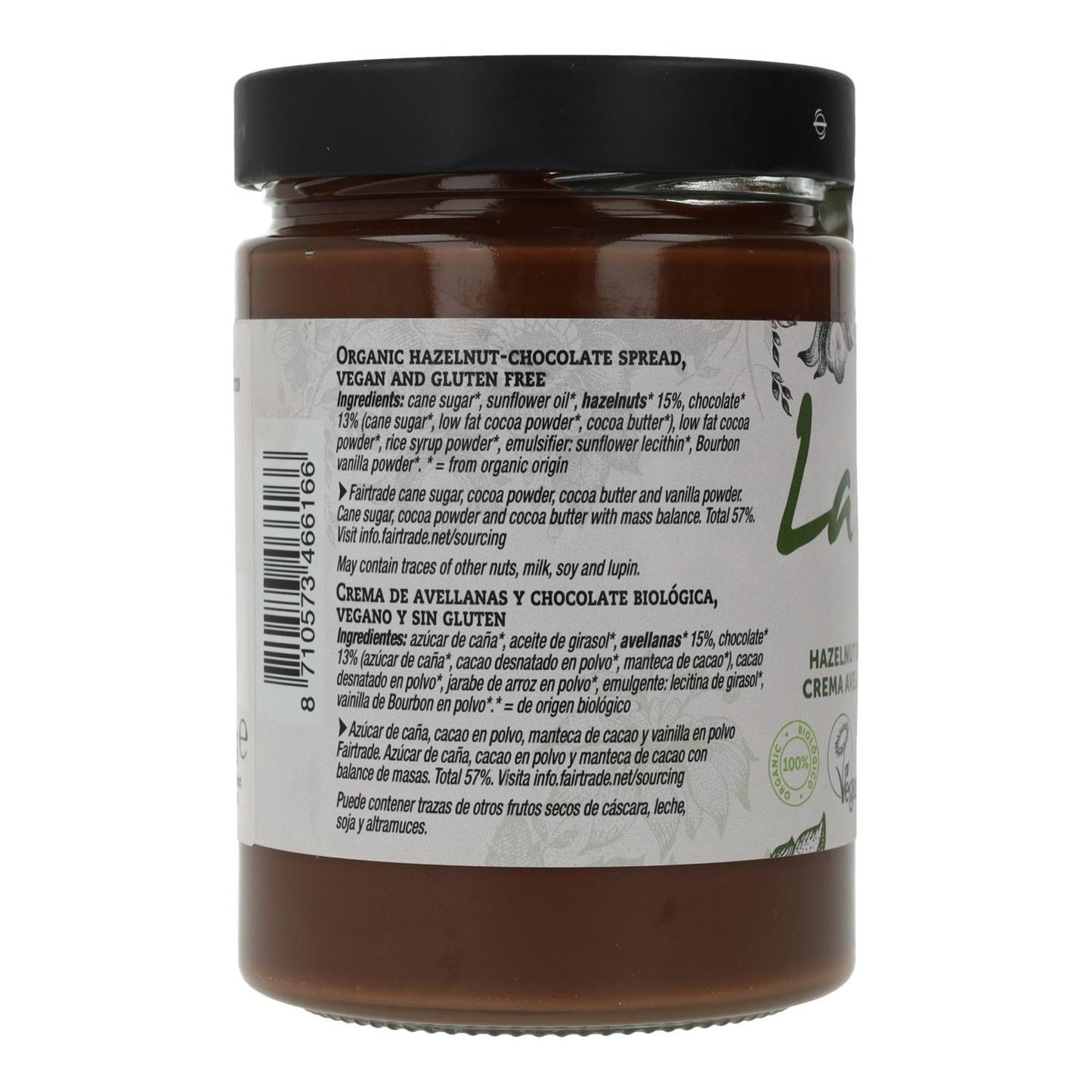 Vegane glutenfreie Schokoladen-Haselnuss-Creme La Vida Vegan 600 g