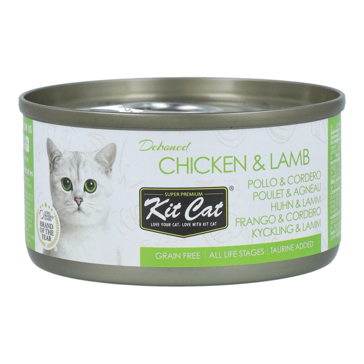 Kit Cat Dosenaufsatz – Huhn & Lamm 80 g Nassfutter für Katzen in Gelatine