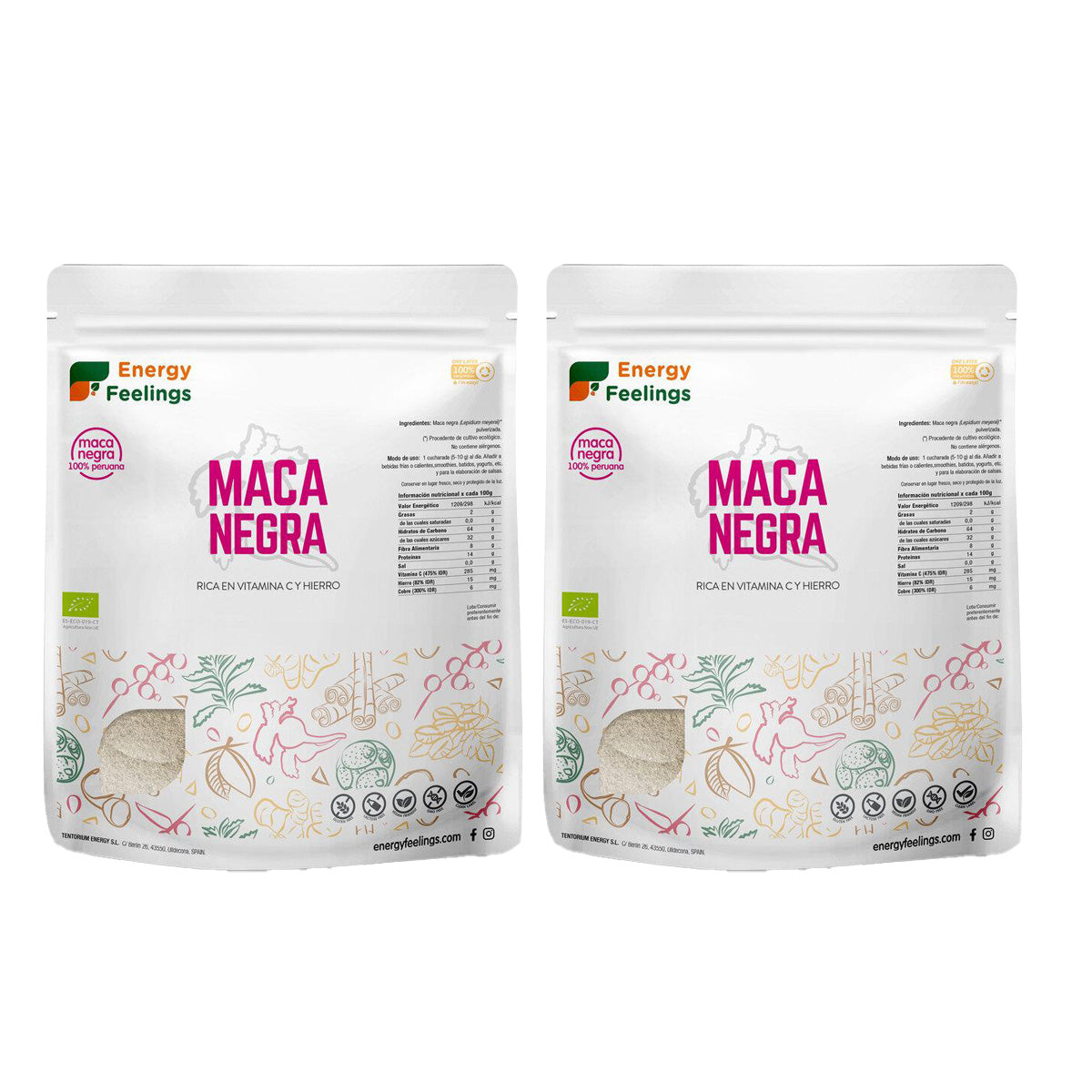Confezione da 2 Maca nera ECO in polvere Energy Feelings 1 kg