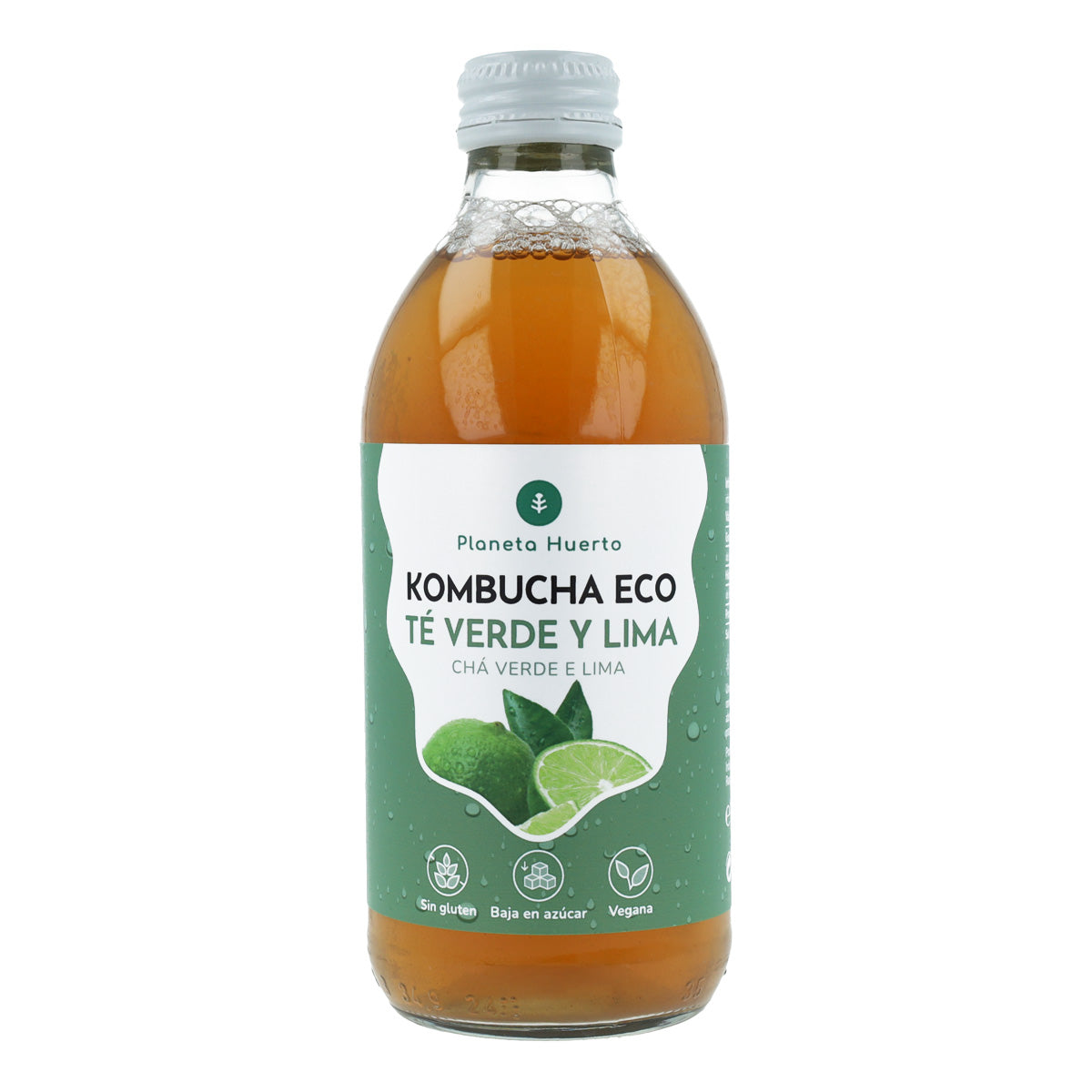 Opakowanie 6x Kombucha ECO zielona herbata i limonka Planeta Huerto 330 ml