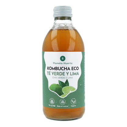 Opakowanie 6x Kombucha ECO zielona herbata i limonka Planeta Huerto 330 ml
