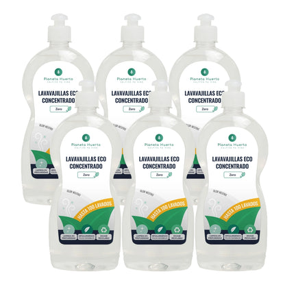 Pack 6xLavavajillas manual hipoalergénico sin perfume ECO Planeta Huerto 750 ml