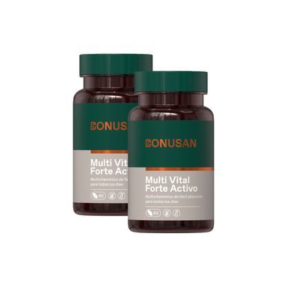 Confezione da 2 Multivital Forte Activo, Bonusan, 60 compresse