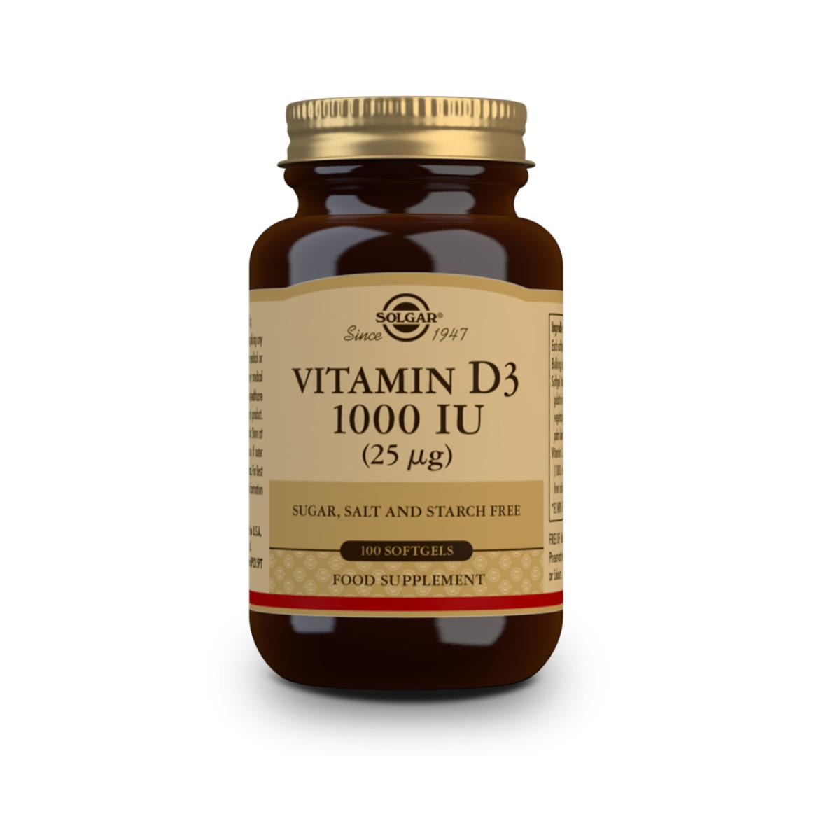 Vitamina D3 1000 UI, 100 capsule da 25μg