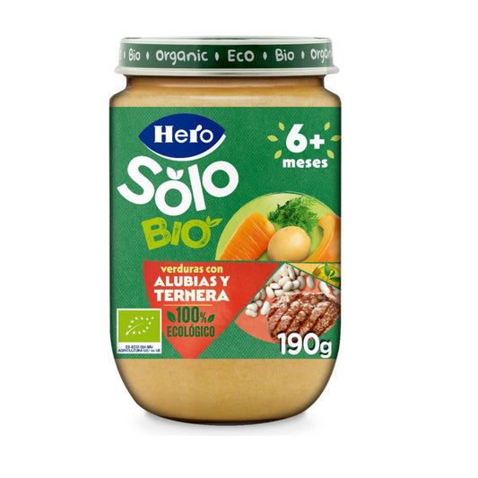 Petit pot de haricots et bœuf Eco +6 mois, Hero Baby SOLO, 190 g
