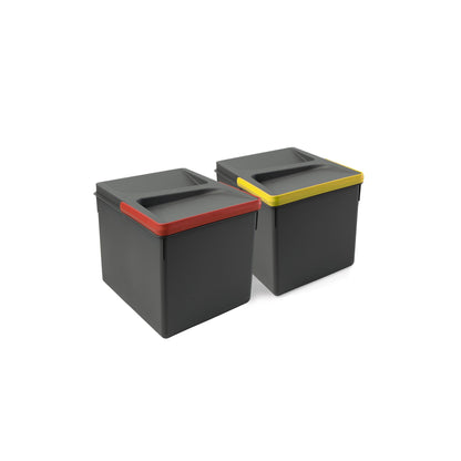 Recycle kitchen drawer containers, height 216, 2x12, anthracite grey plastic Emuca 2 units x 12 L