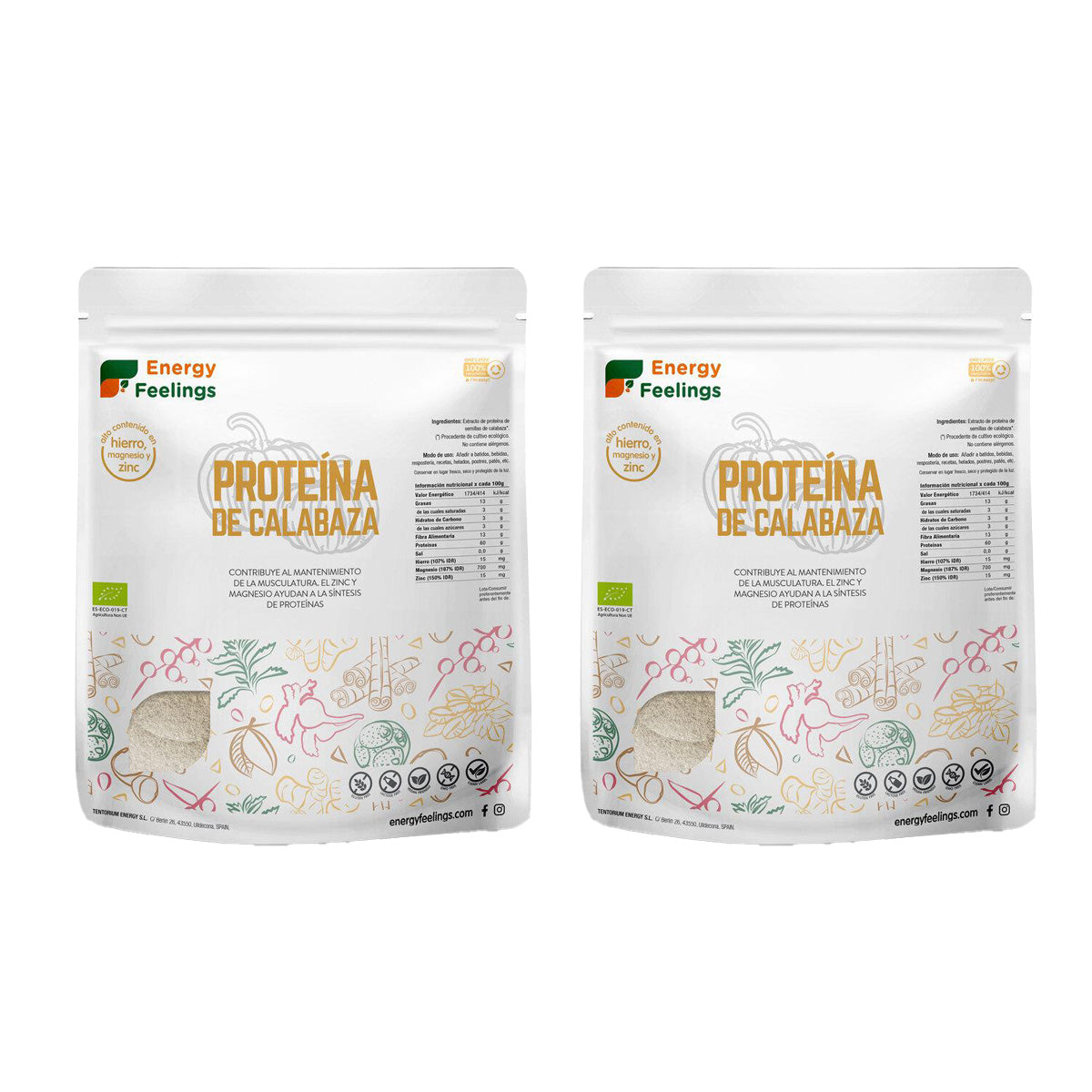 Pack of 2 Energy Feelings Organic Pumpkin Protein 1 kg