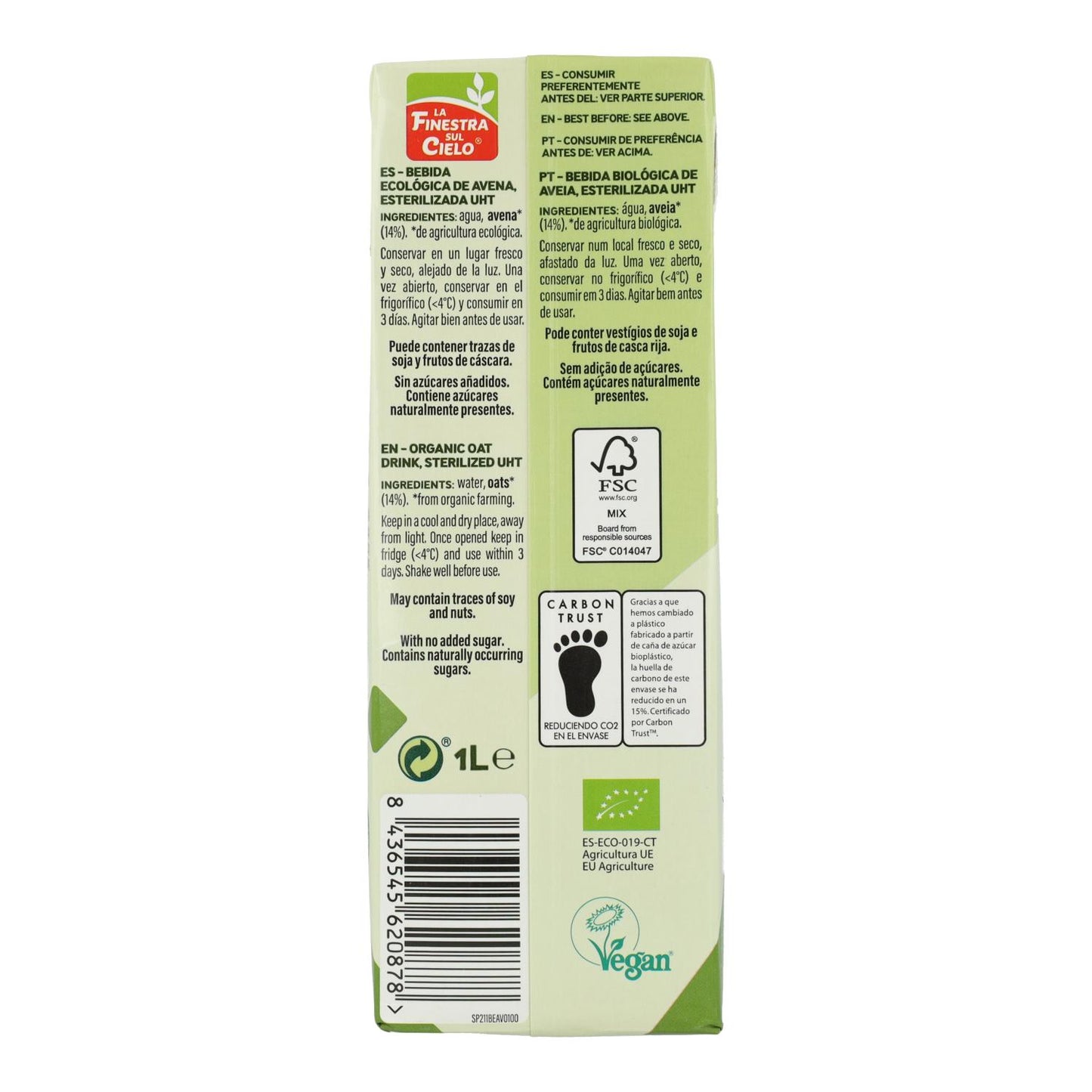 Pack 6 x Boisson à l'Avoine La Finestra Sul Cielo 1 L