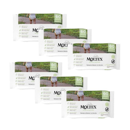 Pack of 6 x Moltex Pure & Nature Wipes 60 Units