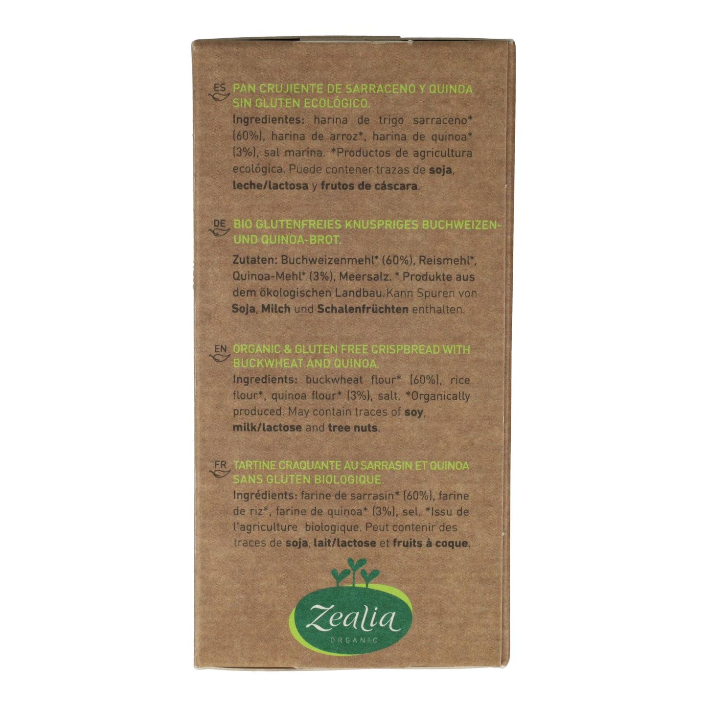 Glutenfreie Bio-Cracker aus Buchweizen und Quinoa Zealia 120 g
