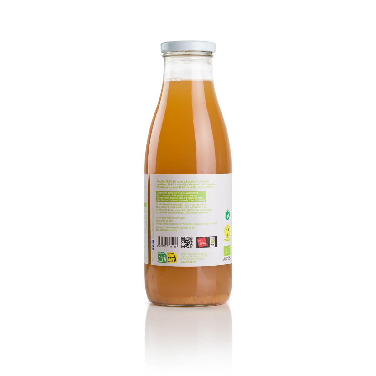 Zumo de Manzana y Jengibre 100% exprimido Ecológico Ékolo 750 ml