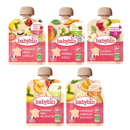 Zestaw mieszanych torebek z owocami Bio (od 6 miesięcy) babybio