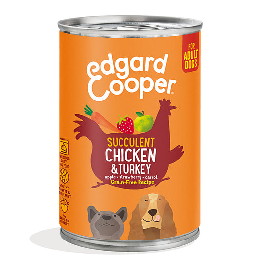 Våtfoder för hundar med kyckling och kalkon Edgard & Cooper 400 g