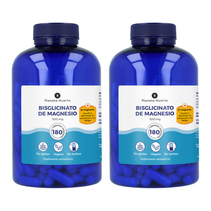 Pak 2xMagnesium Bisglycinaat 500 mg Planeta Huerto 180 capsules