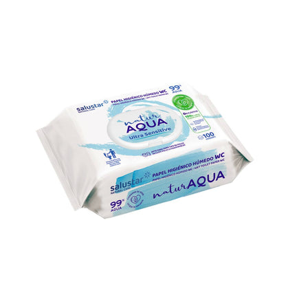 Papier hygiénique humide Natur Aqua 100 unités
