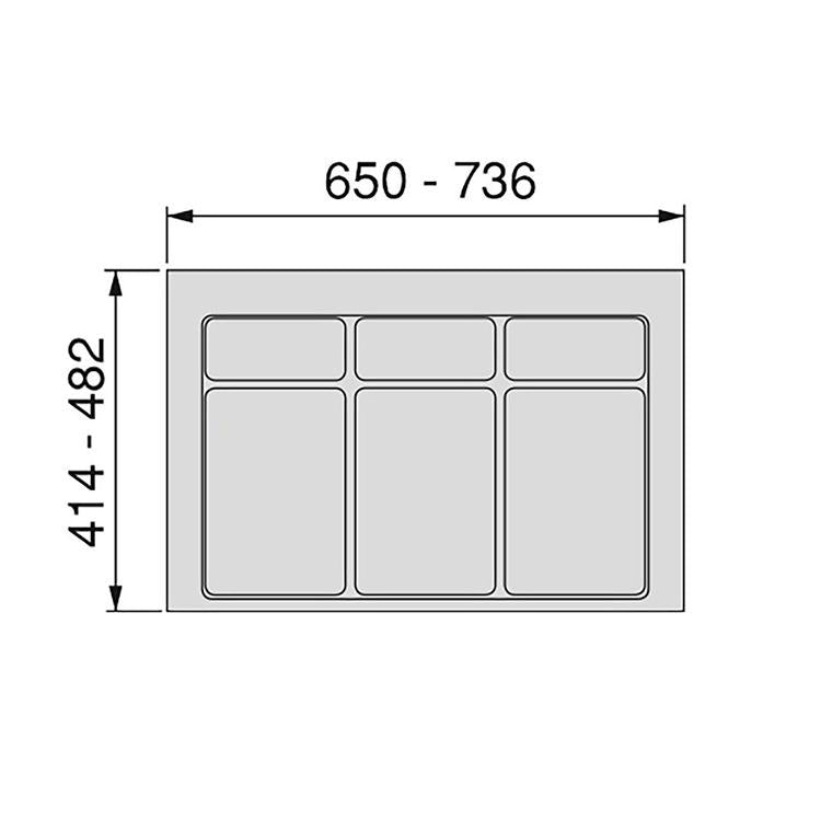 Emuca Sockel für Küchenschubladen, Modul 900 mm, Kunststoff, Anthrazitgrau Modul 90